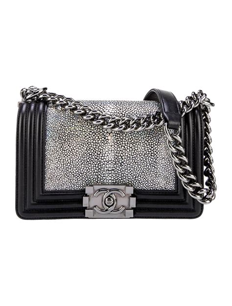 chanel small galuchat boy flap bag|Chanel black boyfriend bag.